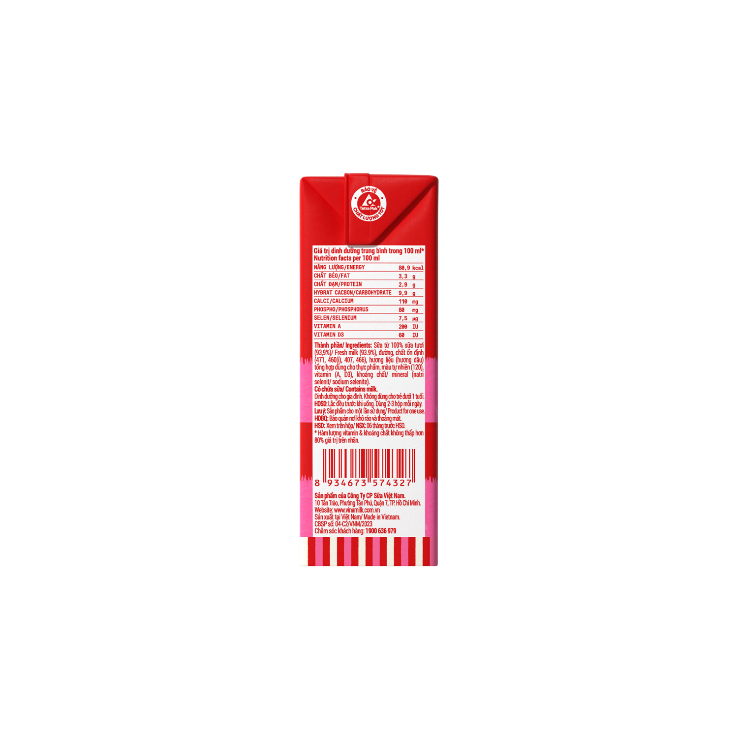 Sữa tươi tiệt trùng 100% Hương Dâu 110ml