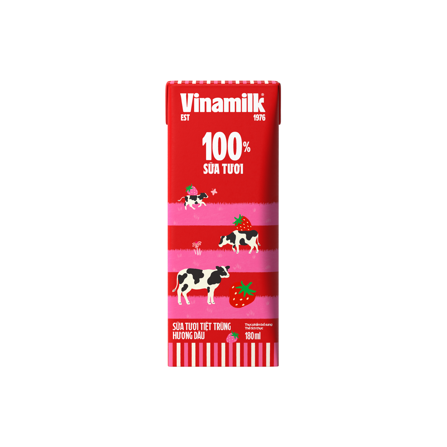 Sữa tươi tiệt trùng 100% Hương Dâu 180ml