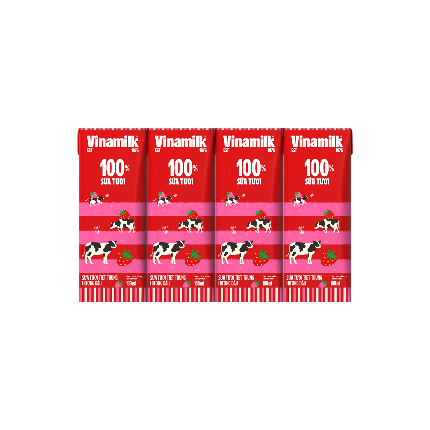 Sữa tươi tiệt trùng 100% Hương Dâu 180ml