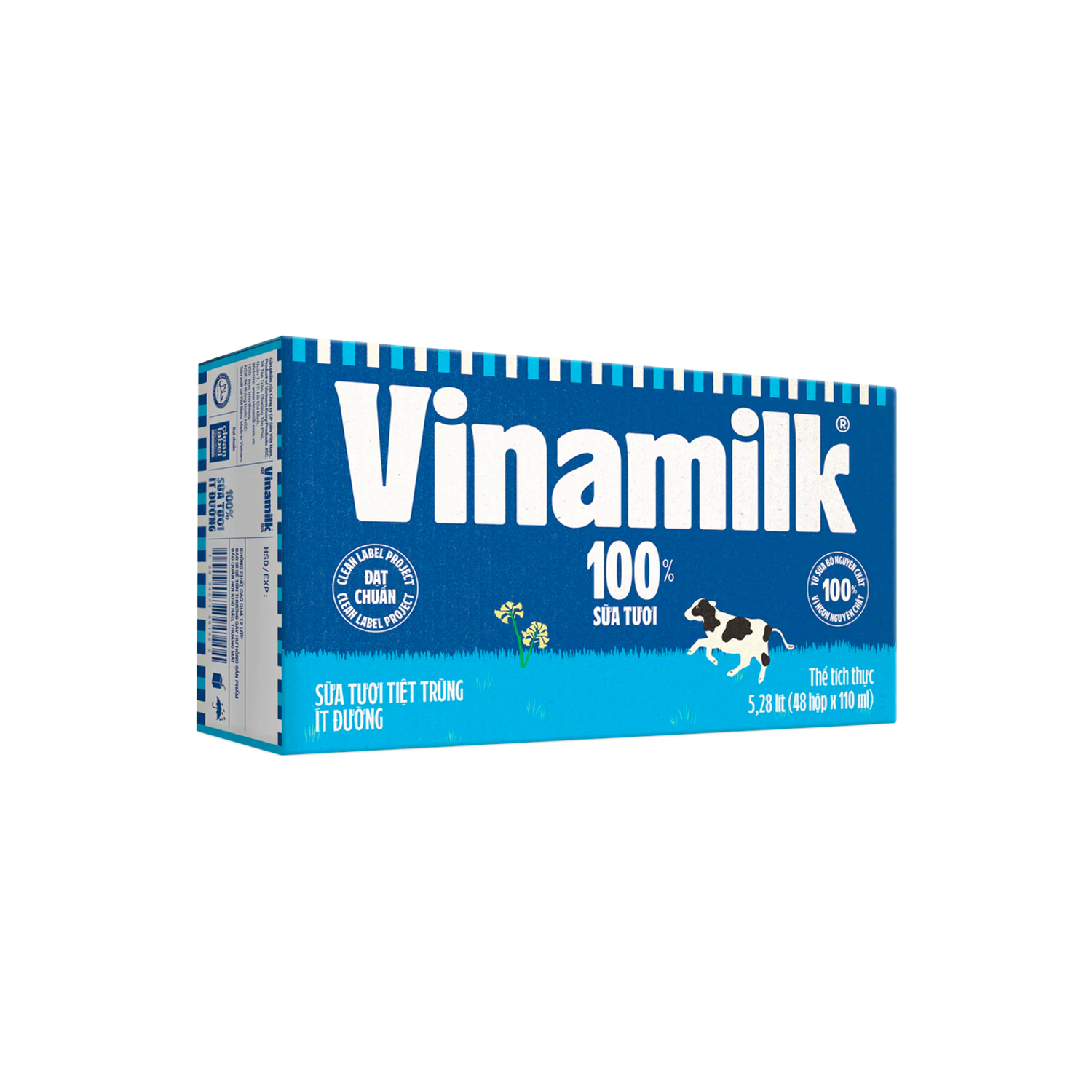 Sữa tươi tiệt trùng 100% Ít đường 110ml