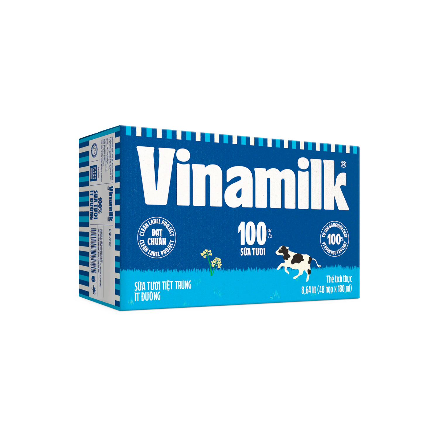 Sữa tươi tiệt trùng 100% Ít đường 180ml