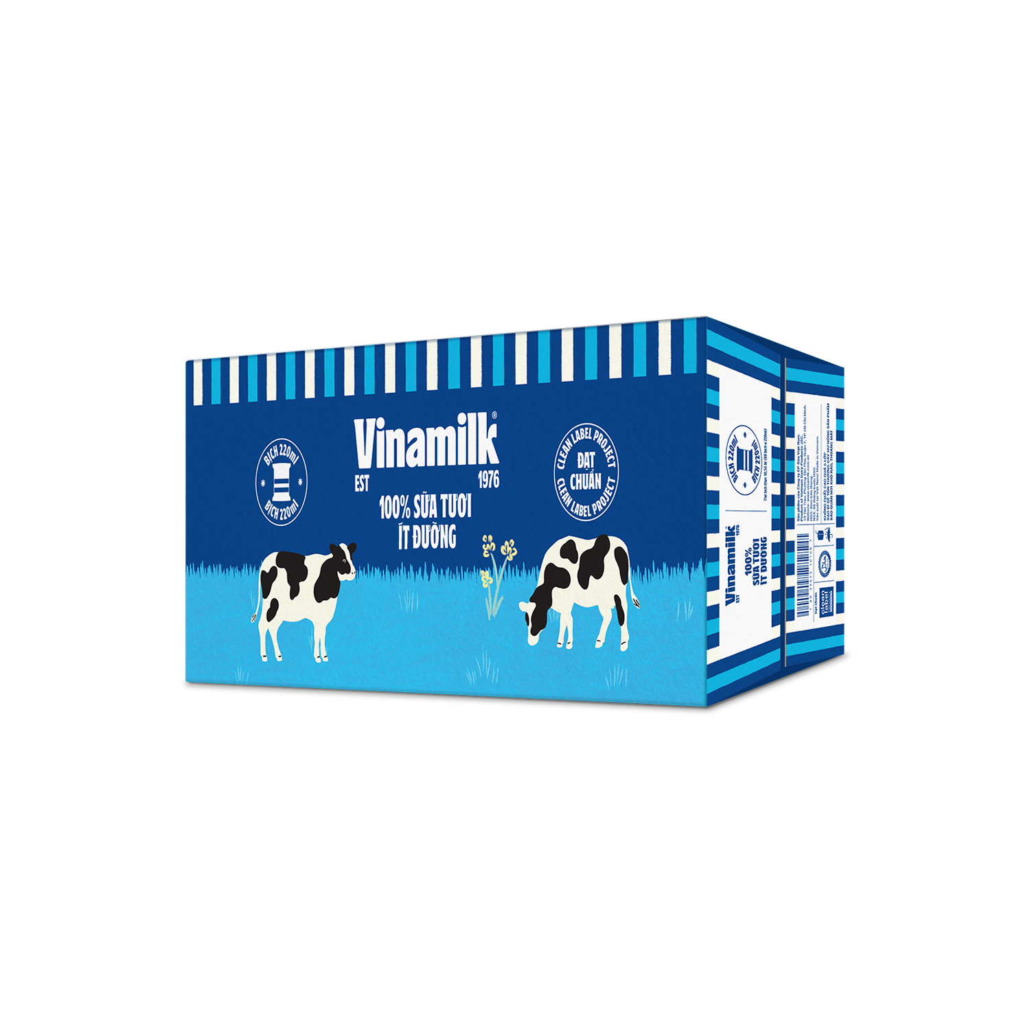Sữa tươi tiệt trùng 100% Ít đường 220ml