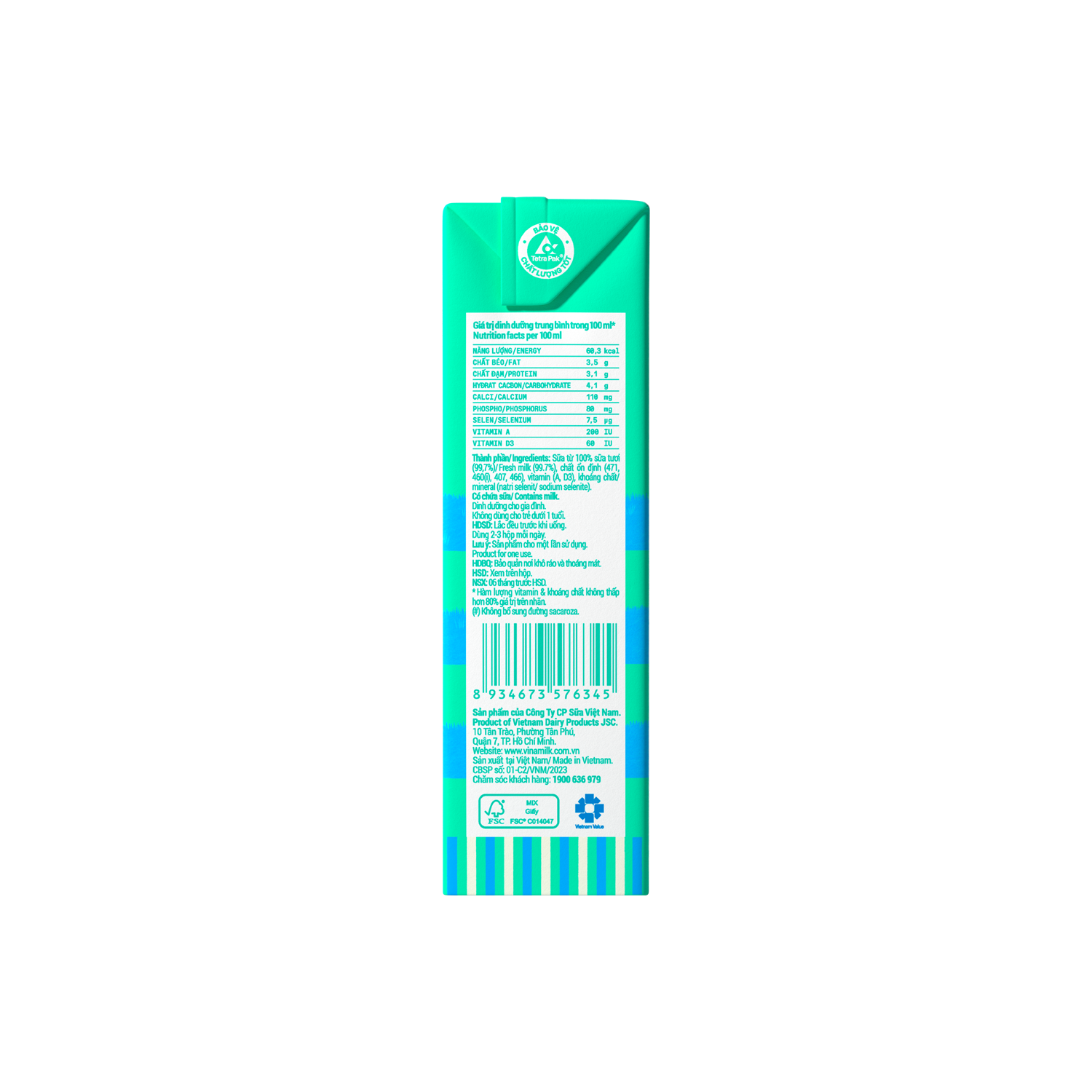 UHT Fresh Milk 100% Unsweetened 180ml