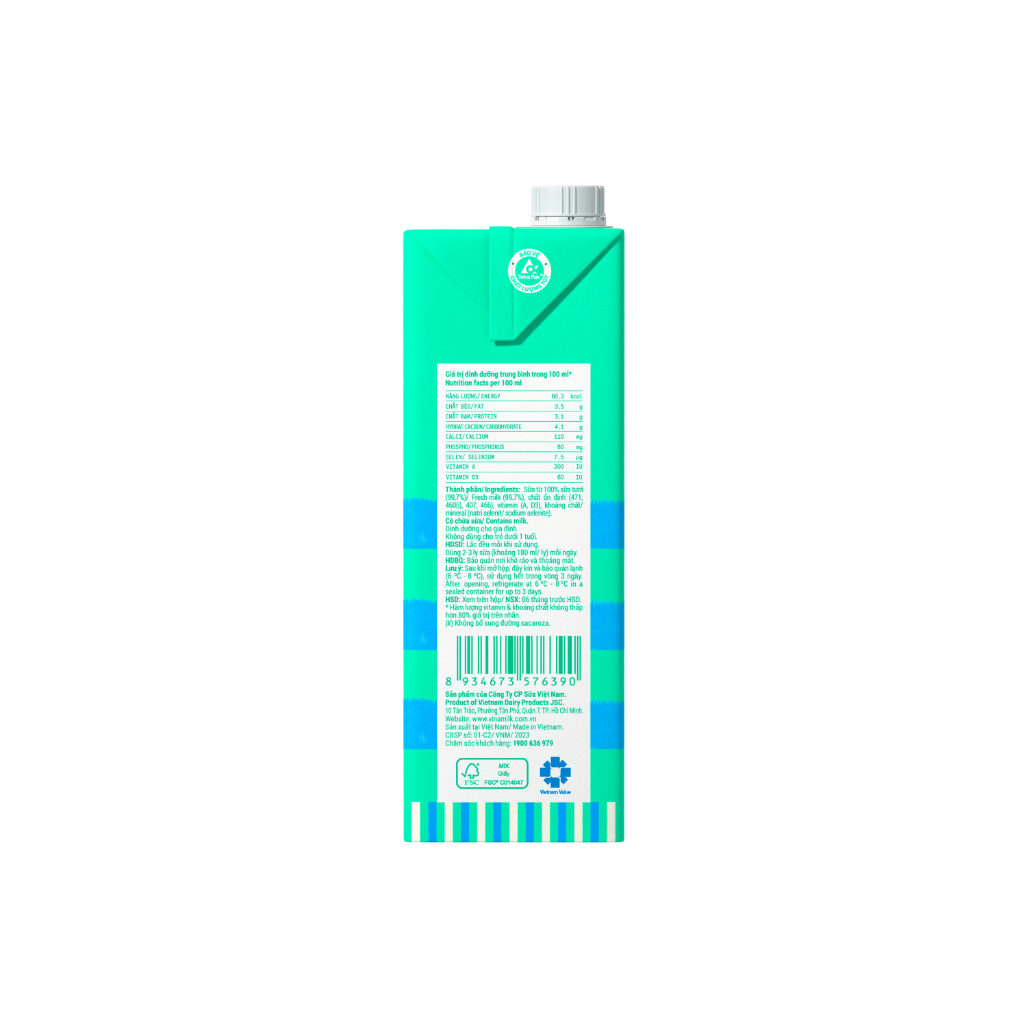UHT Fresh Milk 100% Unsweetened 1L