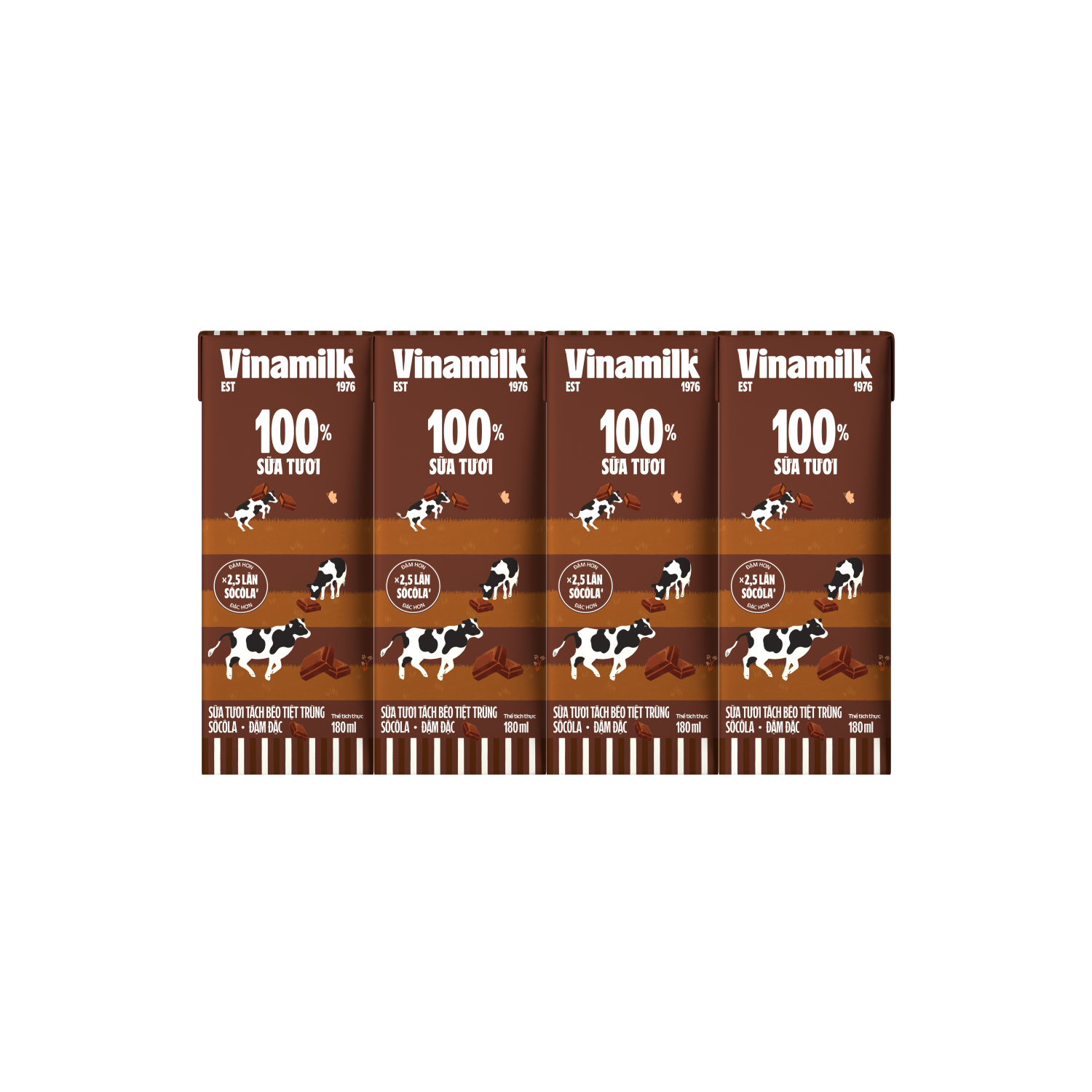 Sữa tươi tiệt trùng 100% Tách béo sôcôla 180ml