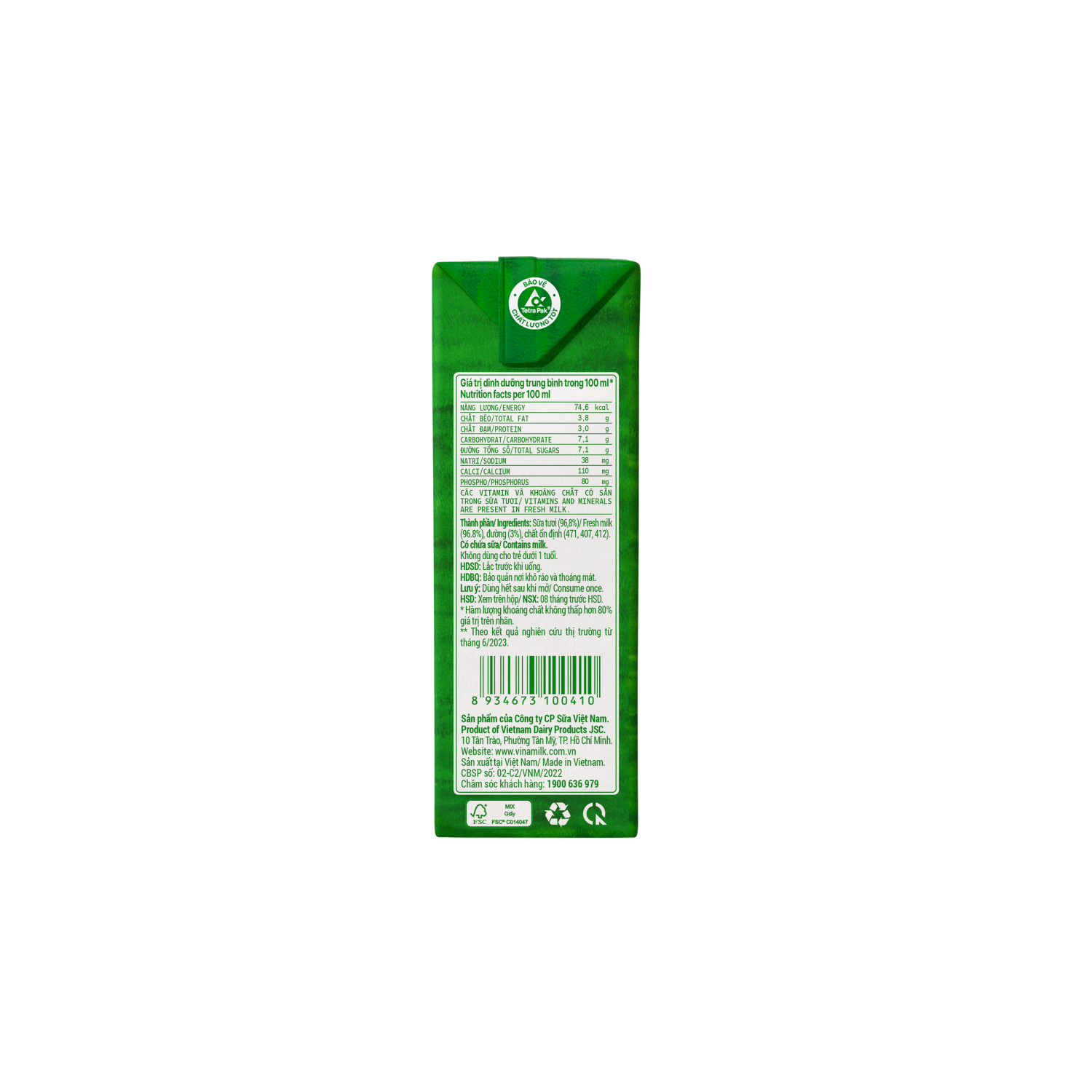 Sữa tươi tiệt trùng Green Farm Có đường 110ml