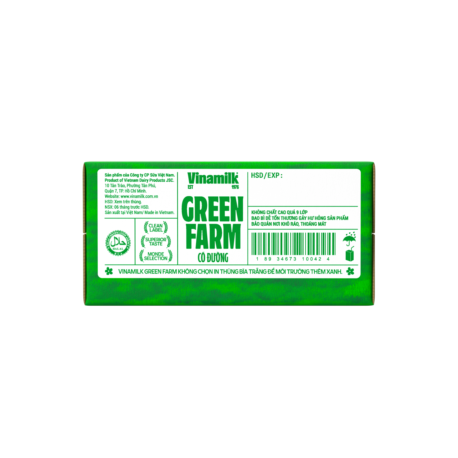Sữa tươi tiệt trùng Green Farm Có đường 180ml