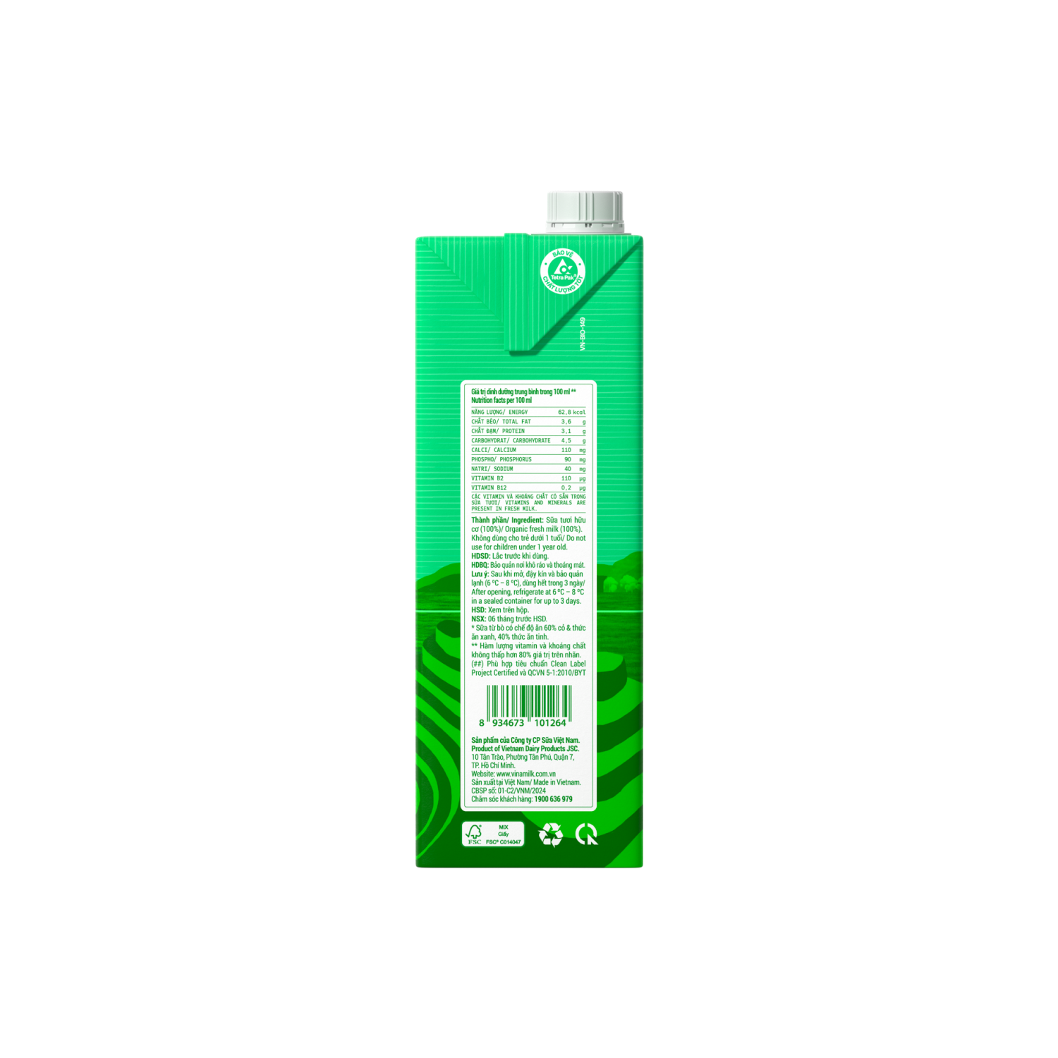 Sữa tươi tiệt trùng Green Farm Organic 1L