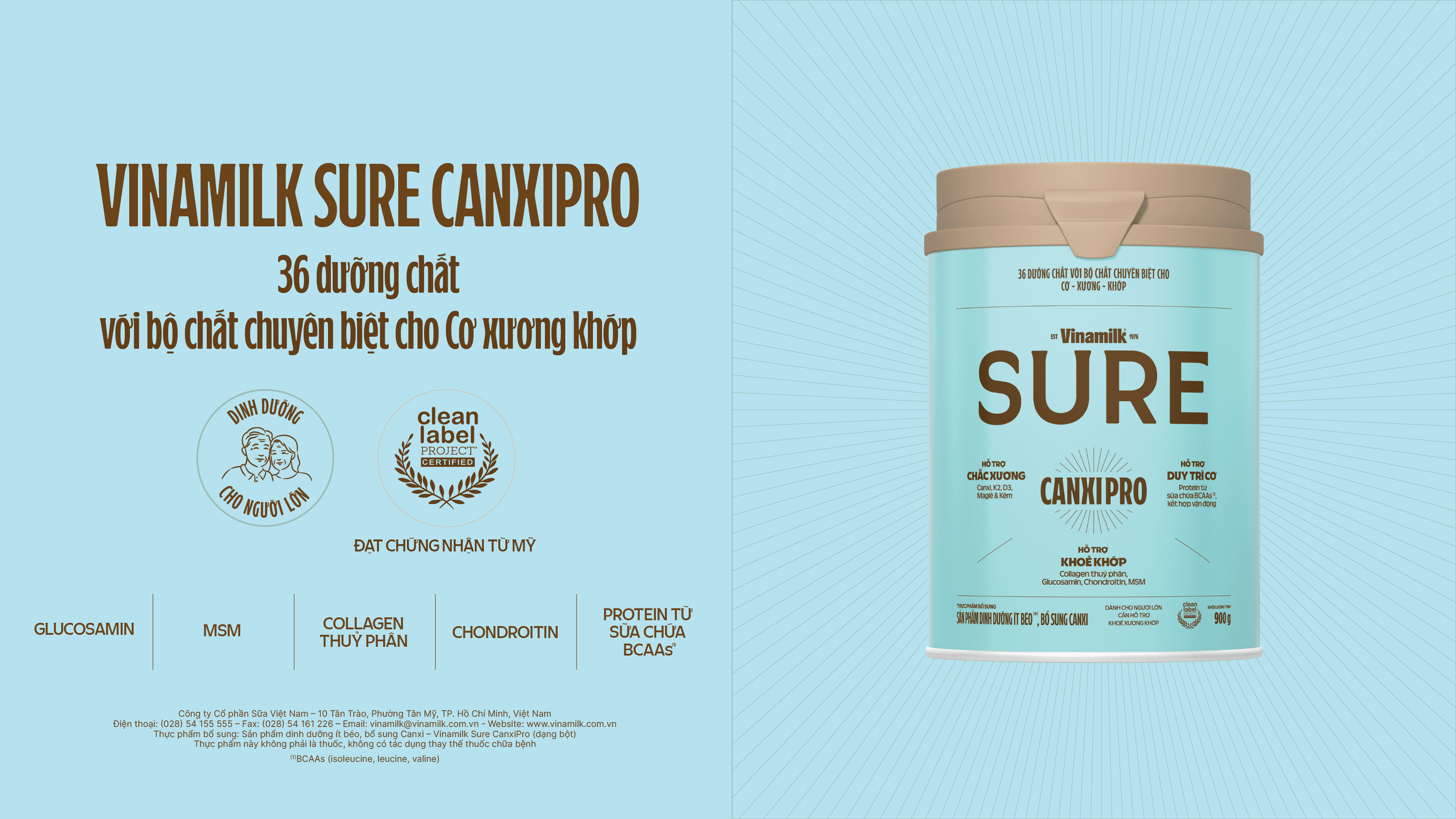 Sữa bột cho người lớn tuổi Sure CanxiPro