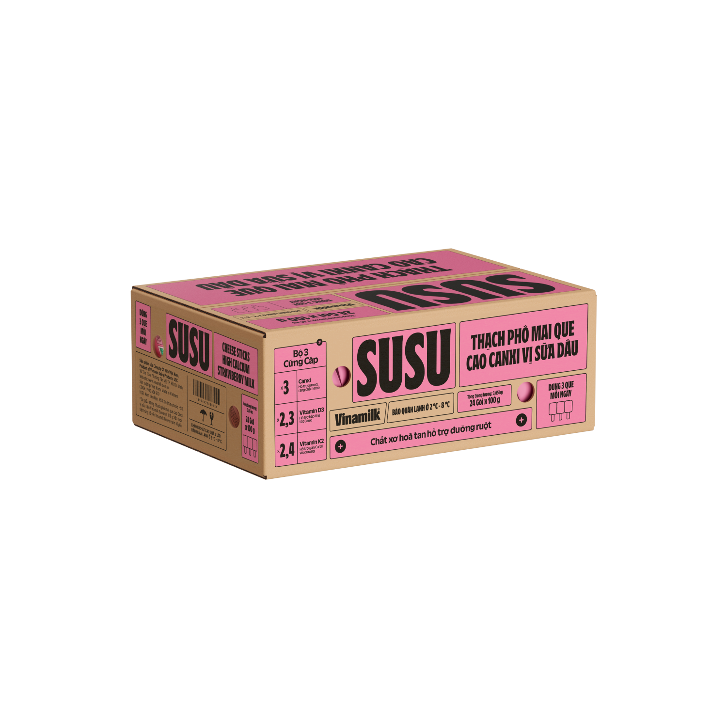 Thạch phô mai que SuSu Vị Sữa Dâu 100g