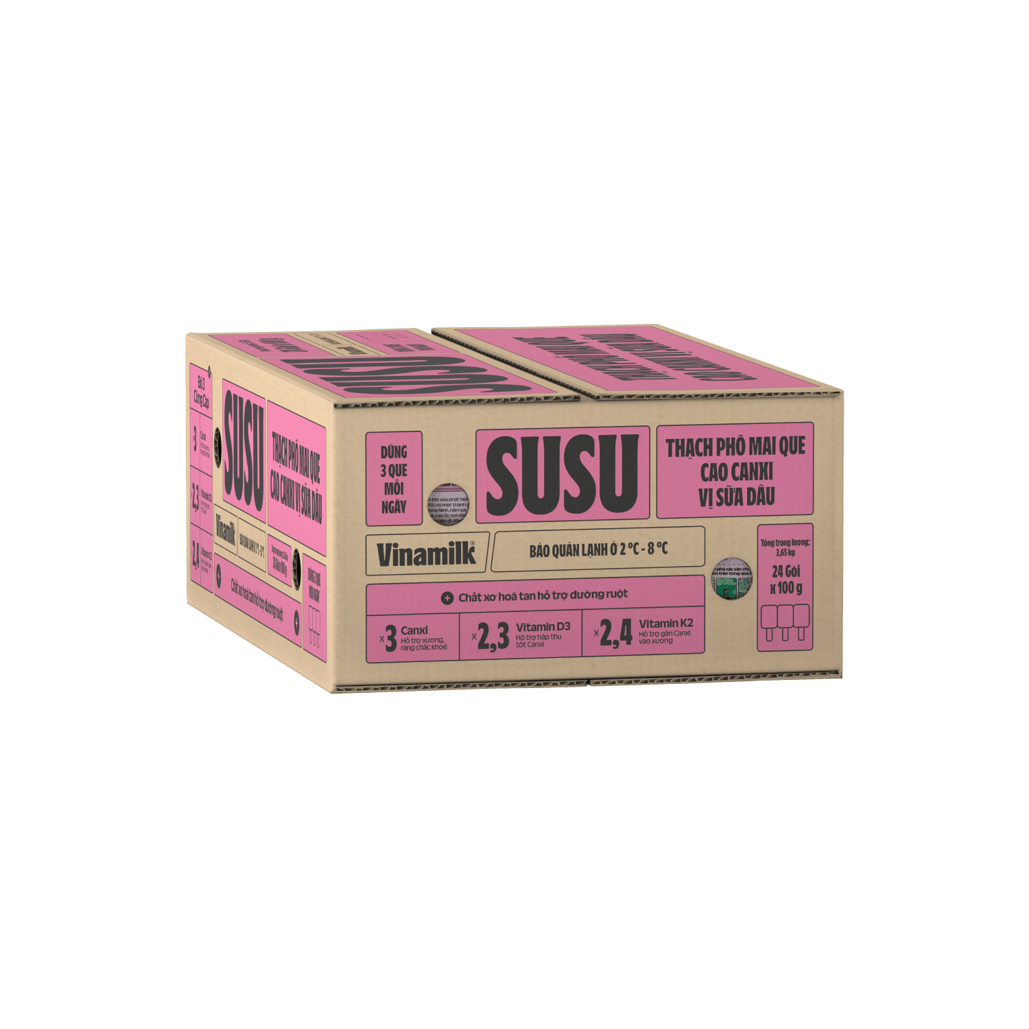 Thạch phô mai que SuSu Vị Sữa Dâu 100g