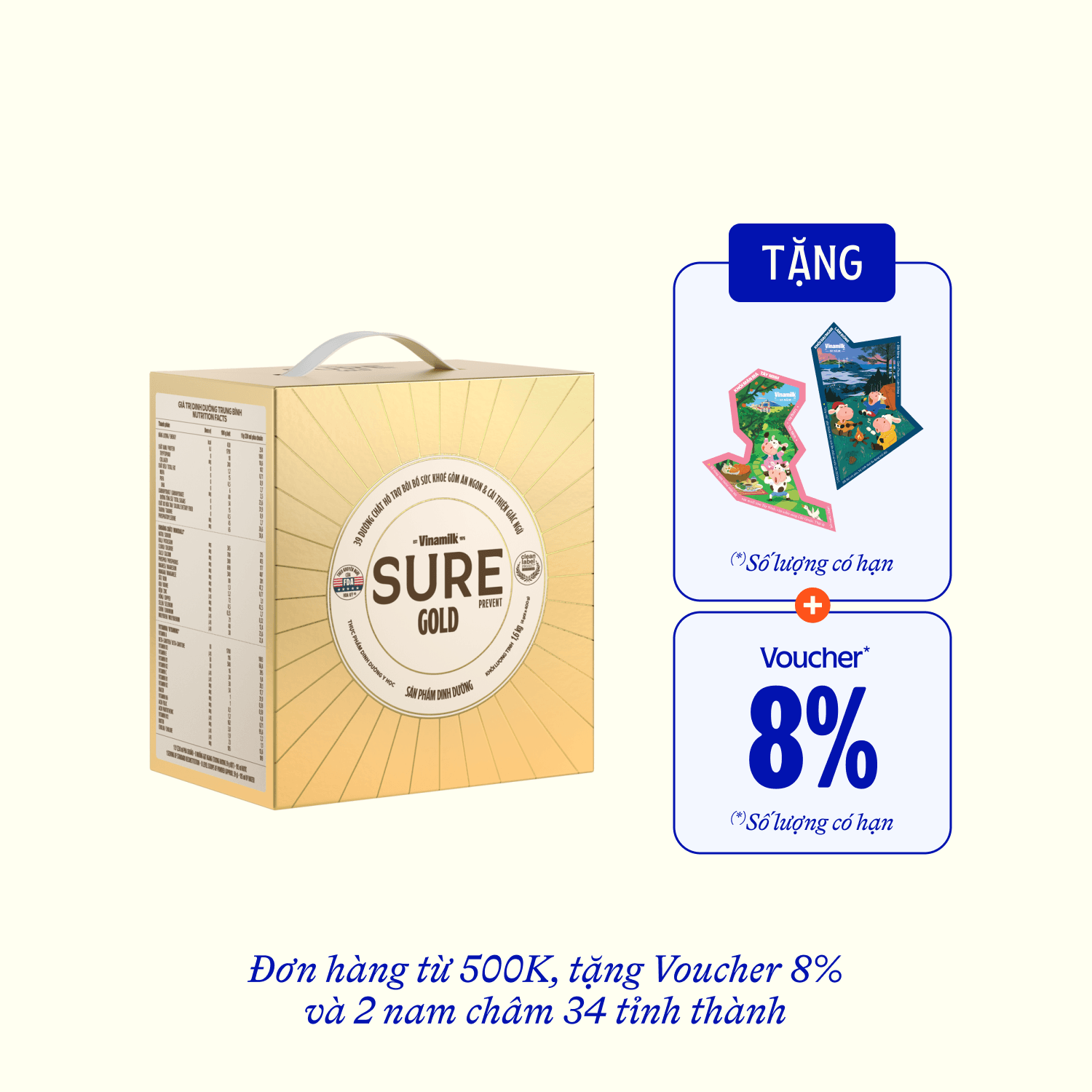 Sữa bột cho người lớn tuổi Sure Gold 1.6kg Hộp 4 túi 400g