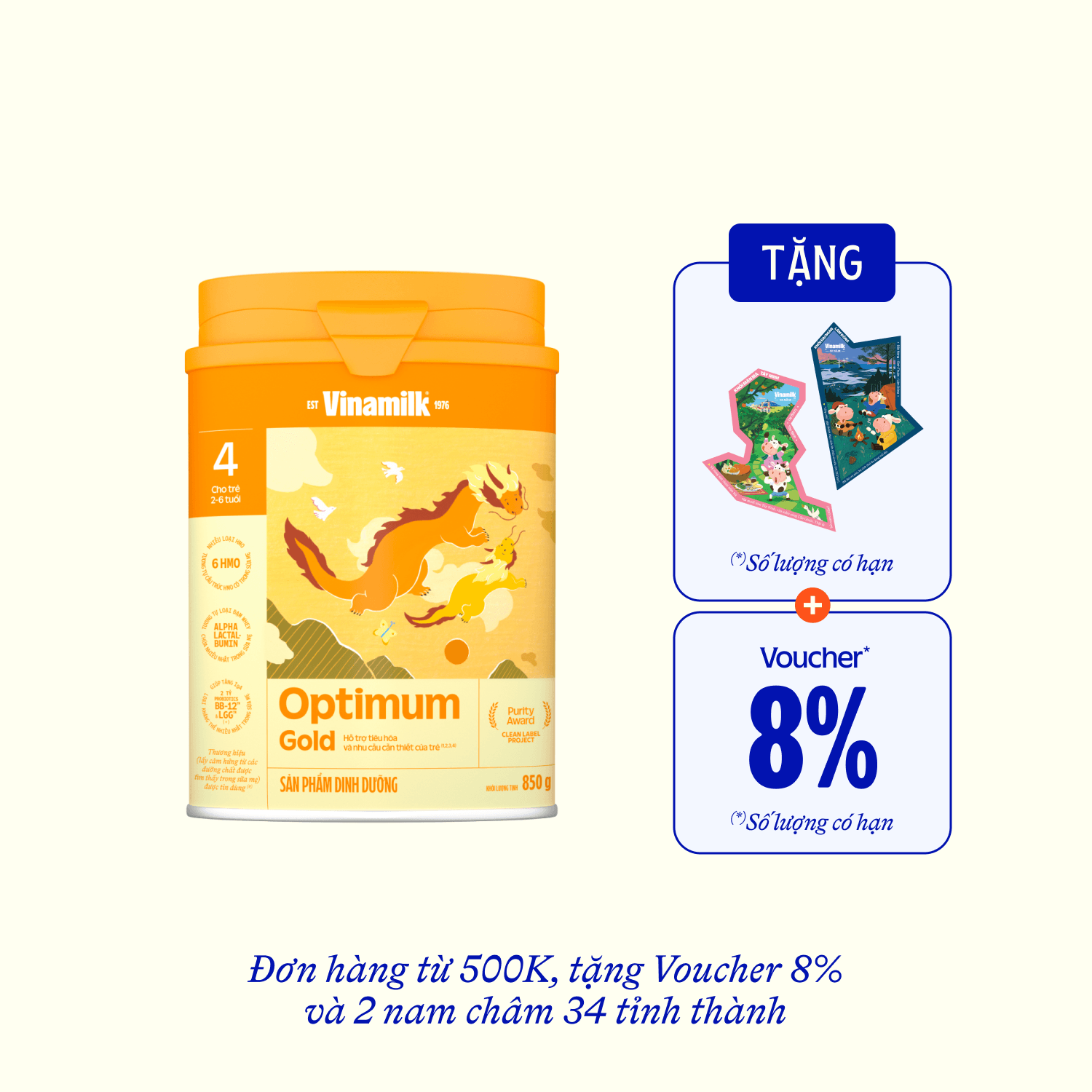 Infant Formula Optimum Gold 4 (2–6 Years) 850g Lẻ 1 lon
