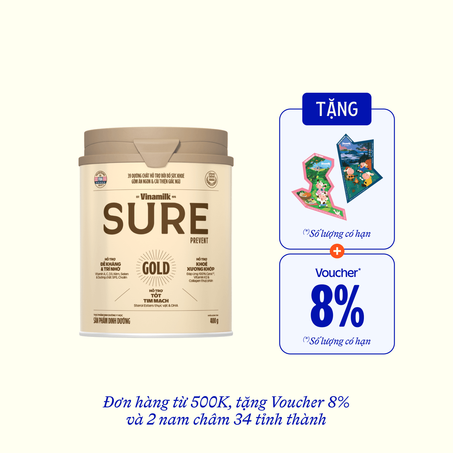 Sữa bột cho người lớn tuổi Sure Gold 400g Thùng 24 hộp