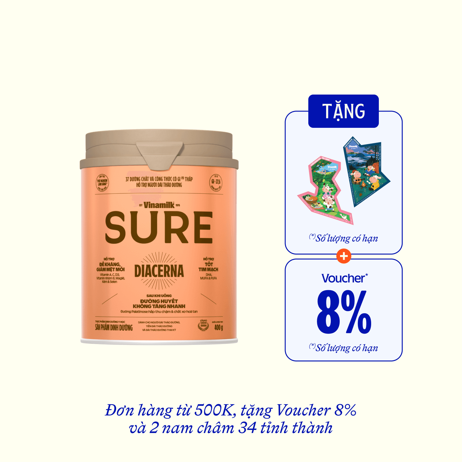 Sữa bột cho người tiểu đường Sure Diacerna 400g Lẻ 1 hộp