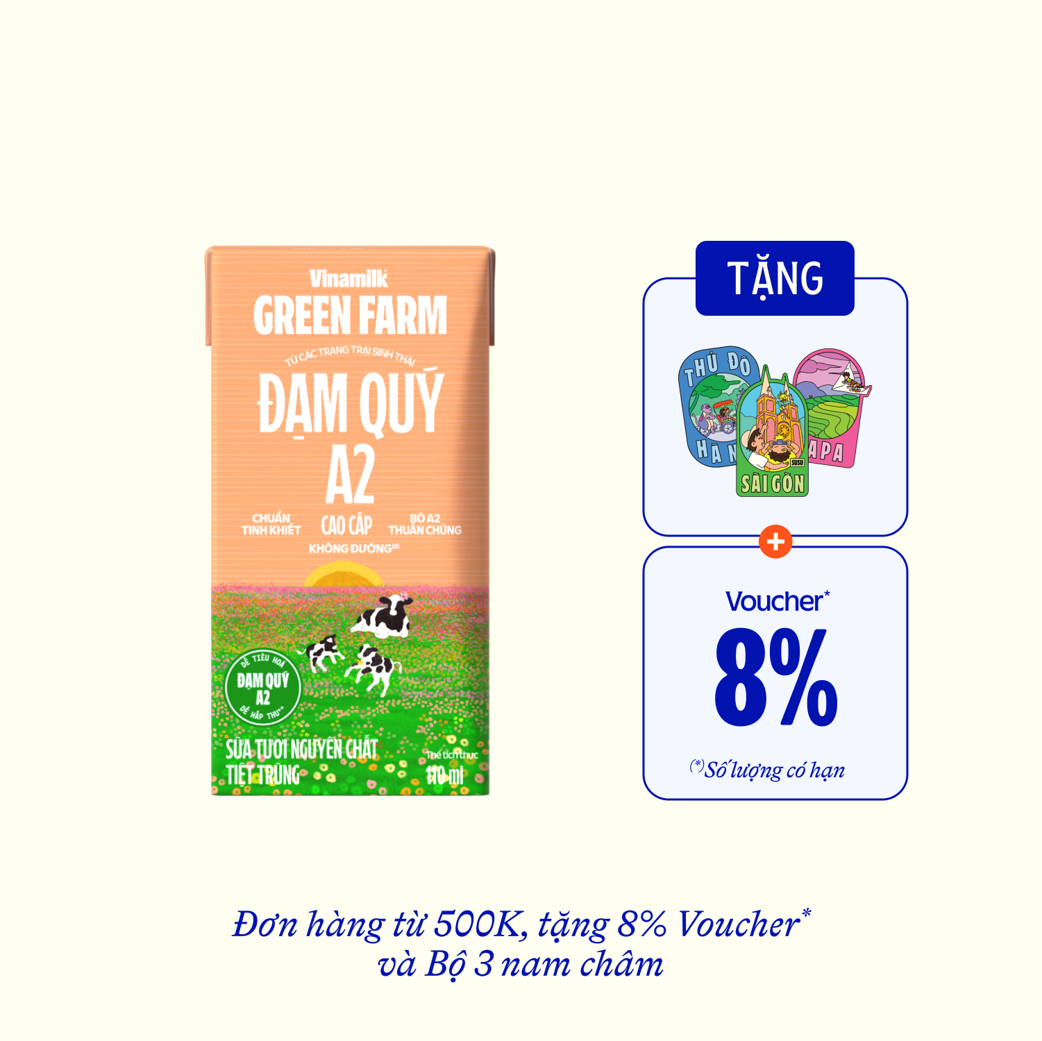 UHT Fresh Milk Green Farm Unsweetened A2 Protein 110ml Carton of 48 Boxes