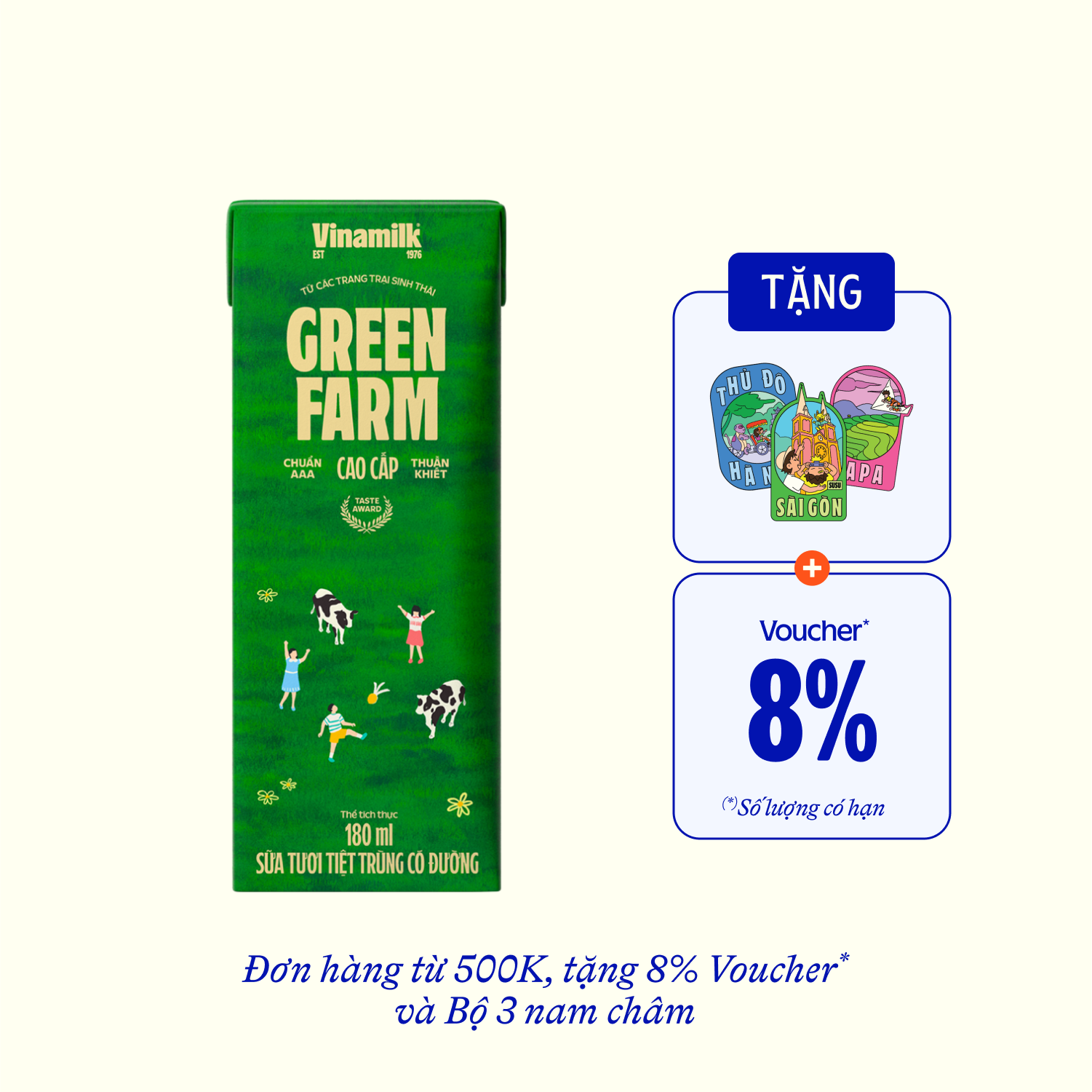 Sữa tươi tiệt trùng Green Farm Có đường 180ml