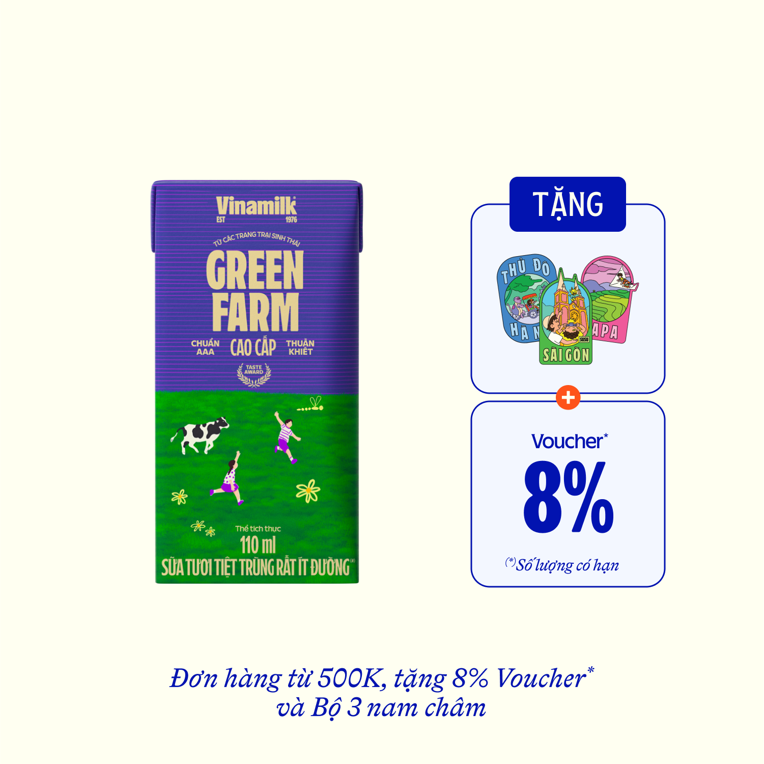 UHT Fresh Milk Green Farm Very Low Sugar 110ml Carton of 48 Boxes