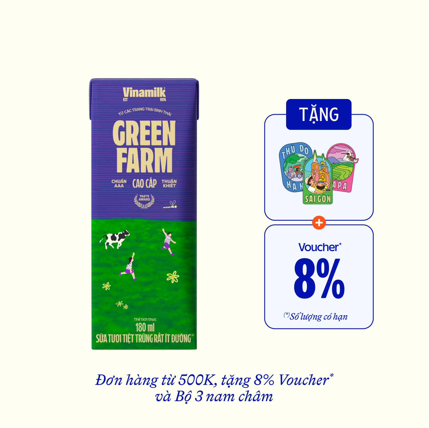 UHT Fresh Milk Green Farm Very Low Sugar 180ml