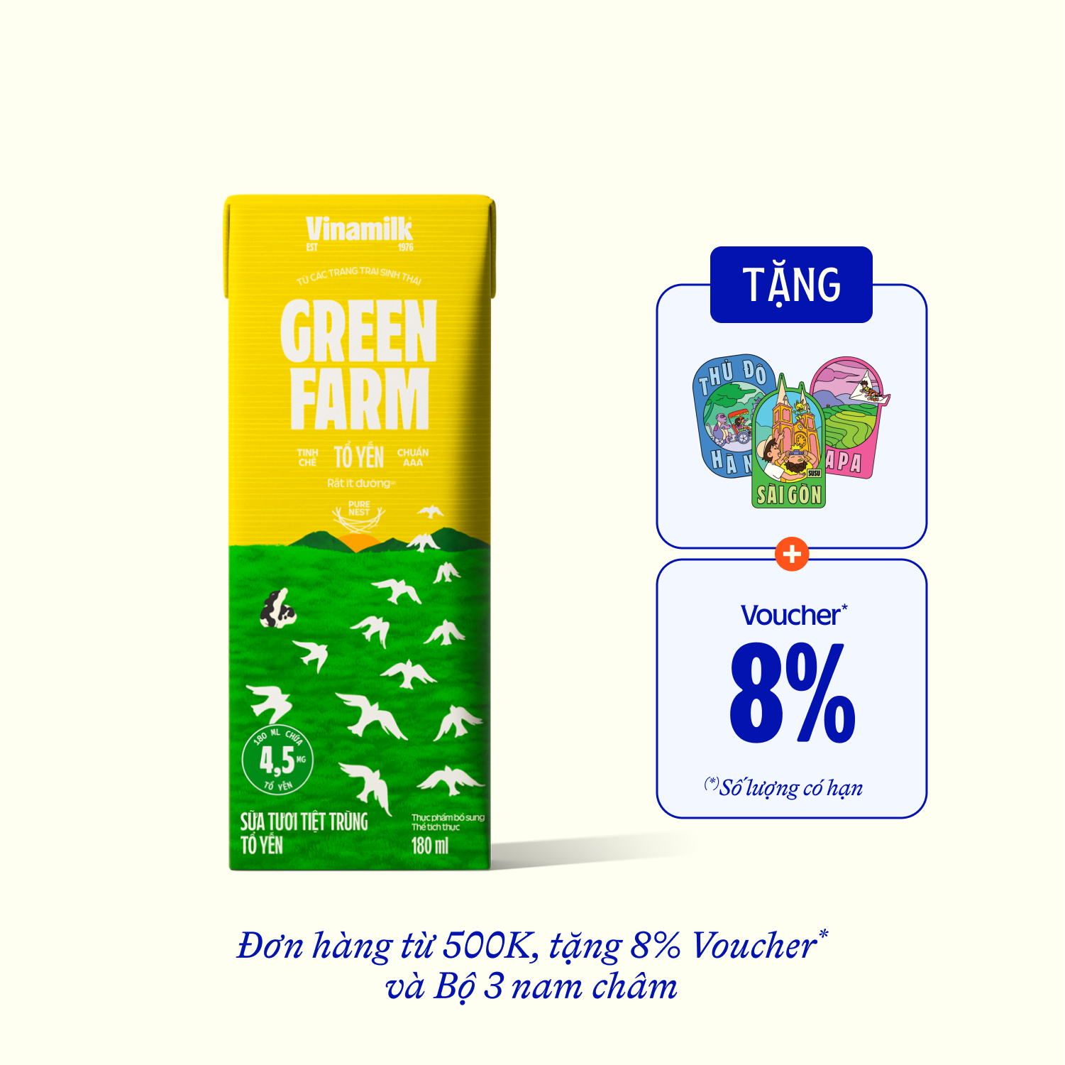 UHT Fresh Milk Green Farm Bird’s Nest 180ml Carton of 24 Boxes