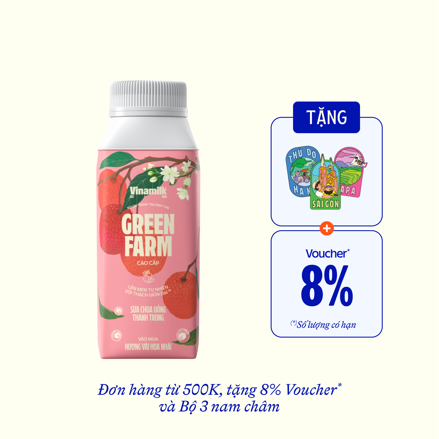 Pasteurized Drinking Yoghurt Green Farm Lychee & Jasmine Flavours 200ml