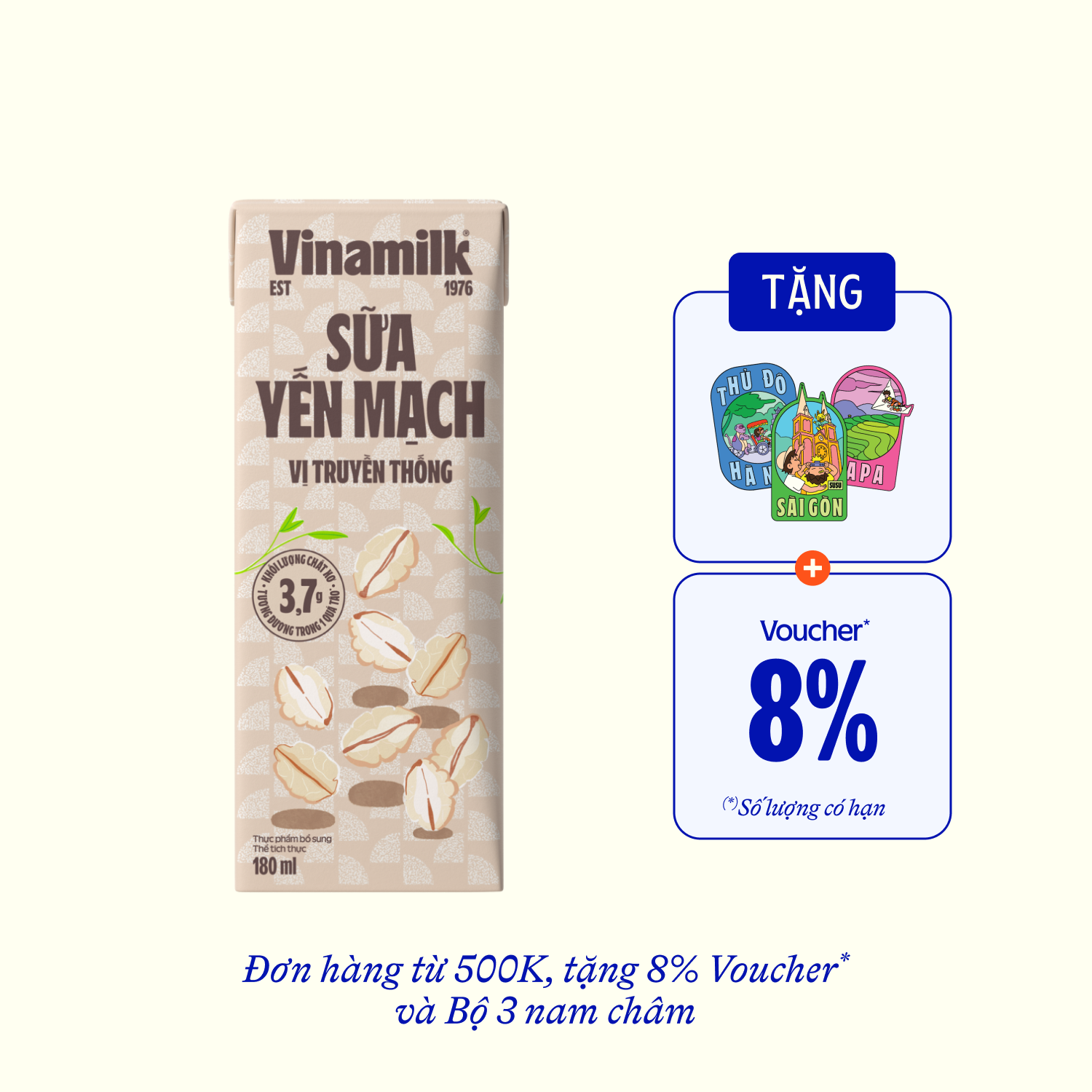 Sữa hạt Vinamilk Sữa yến mạch 180ml Thùng 24 hộp