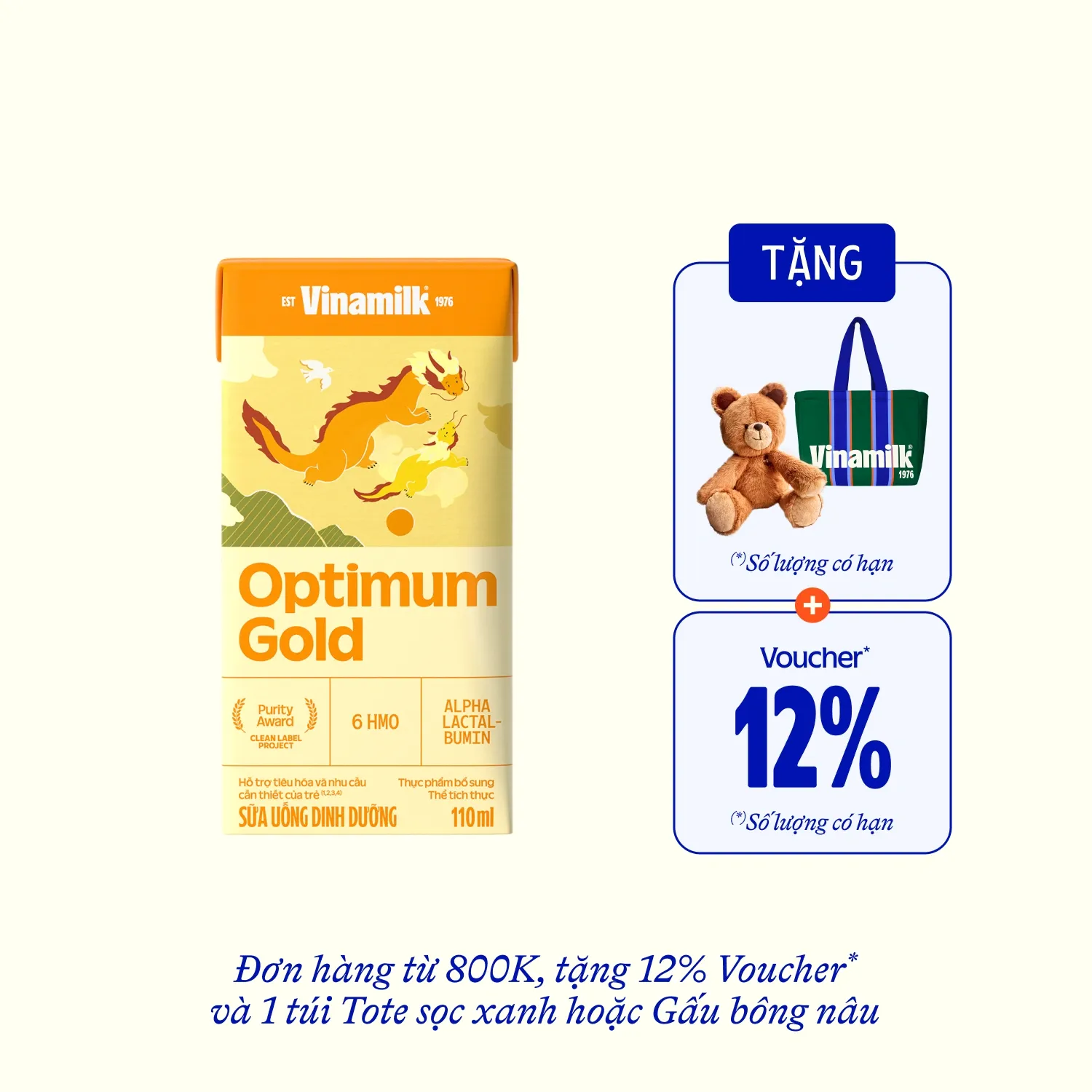 Sữa bột trẻ em pha sẵn Optimum Gold (trên 1 tuổi) 110ml Thùng 48 hộp