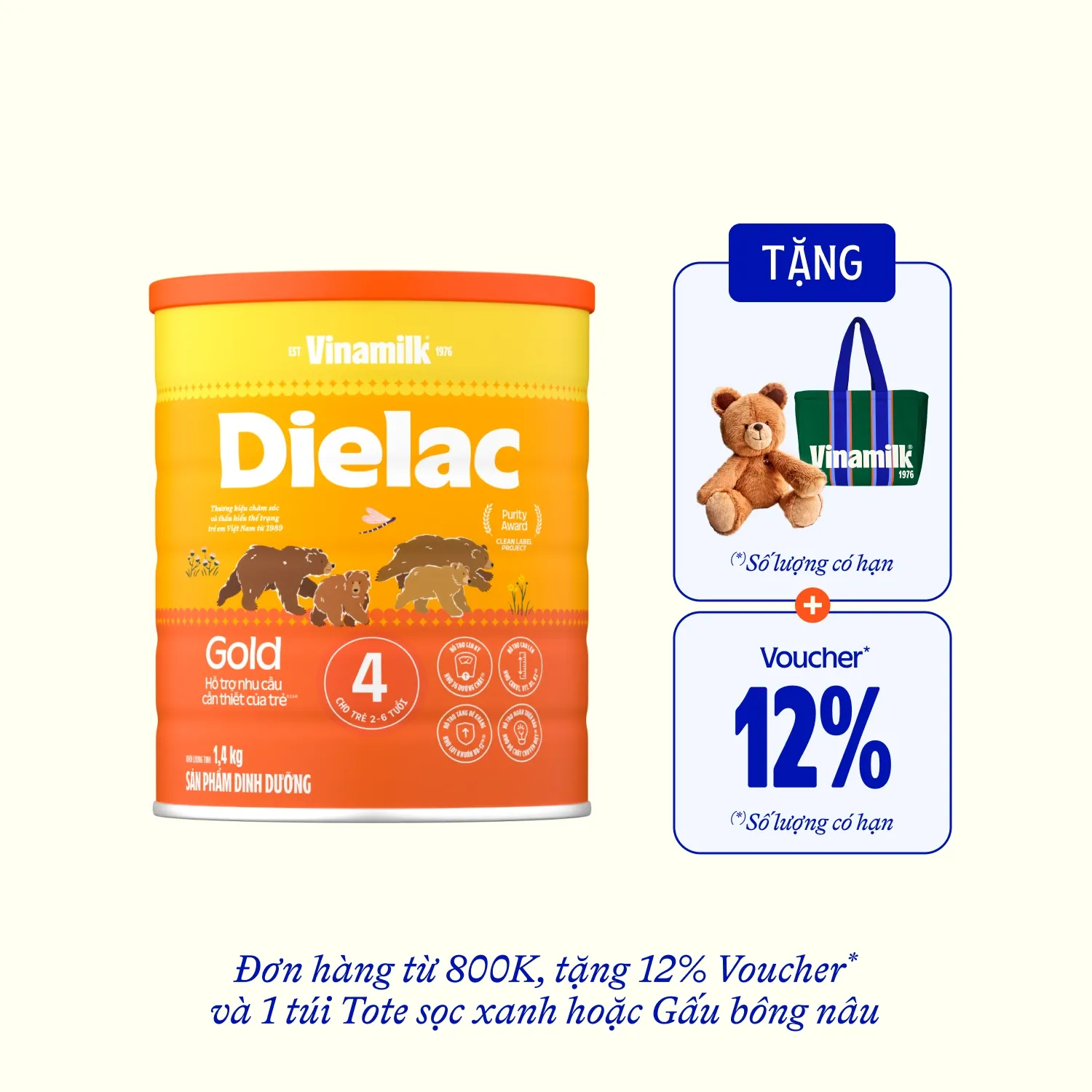 Sữa bột trẻ em Dielac Gold 4 (2-6 tuổi) 1,4kg