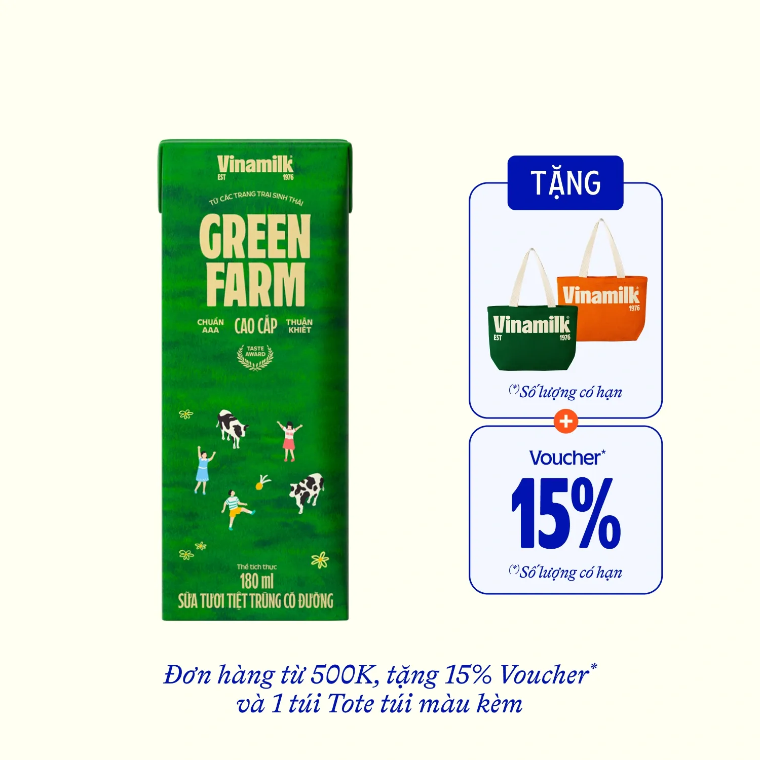 Sữa tươi tiệt trùng Green Farm Có đường 180ml