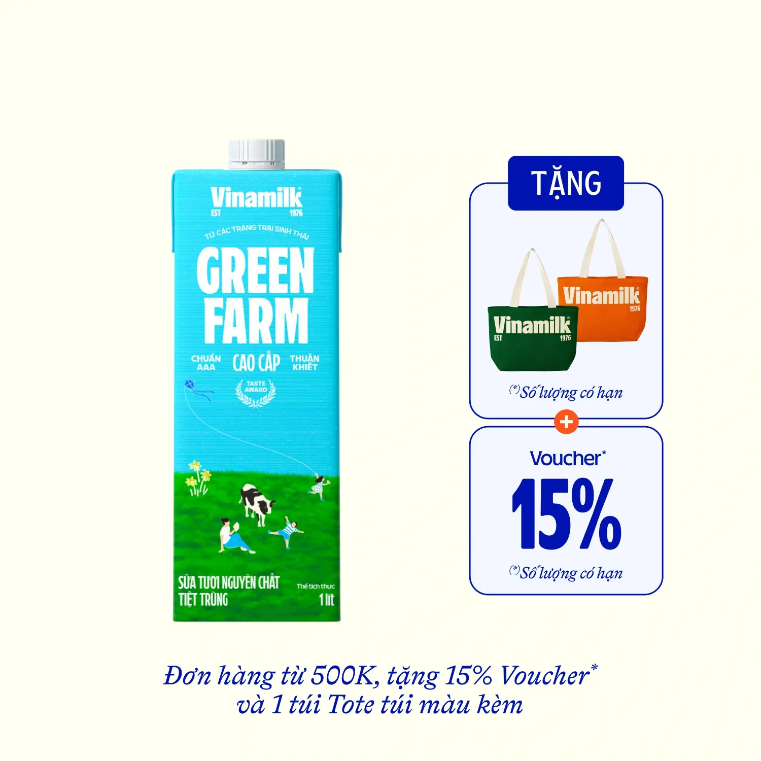 Sữa tươi tiệt trùng Green Farm Không đường 1L