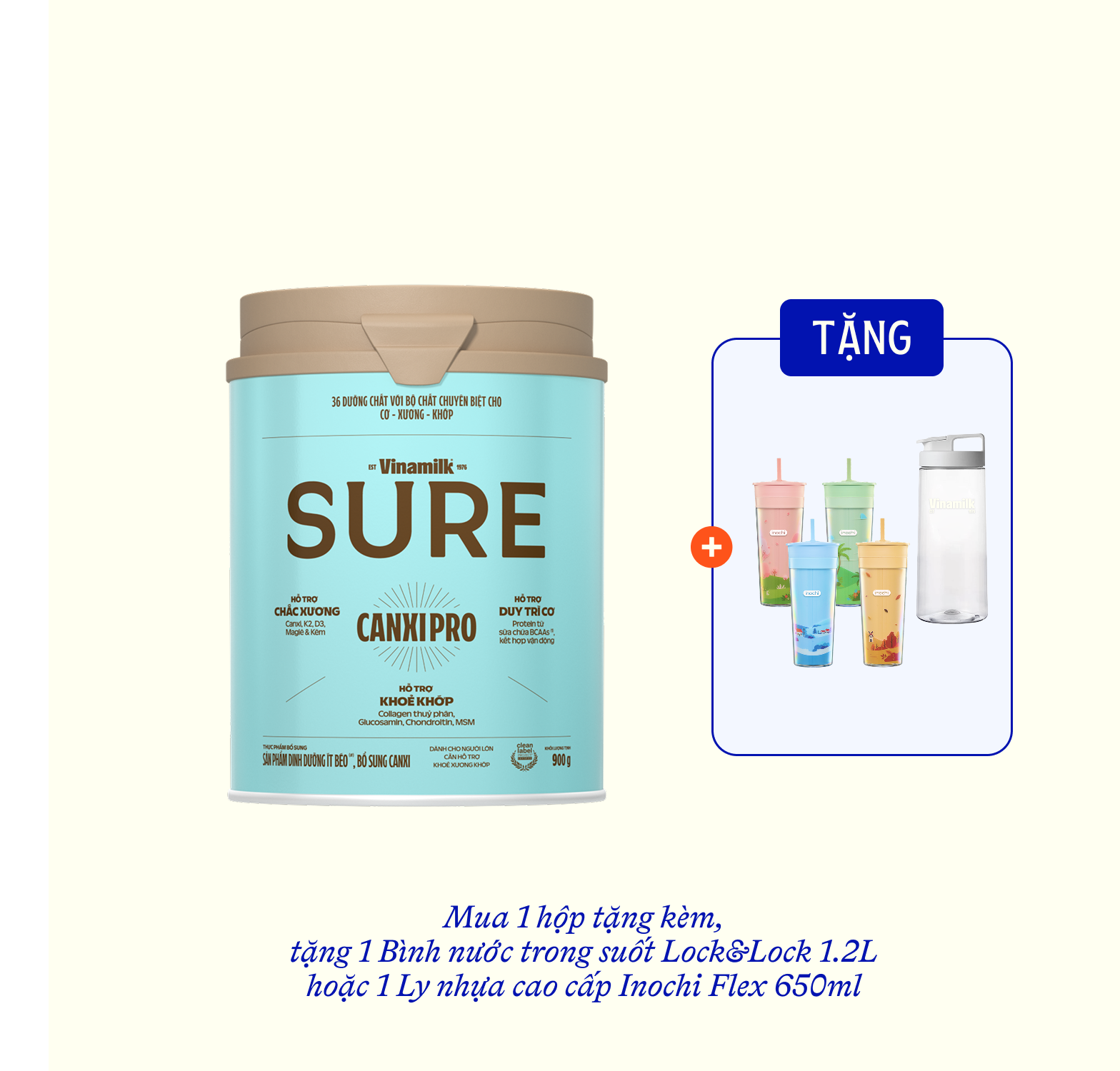 Sữa bột cho người lớn tuổi Sure CanxiPro 900g