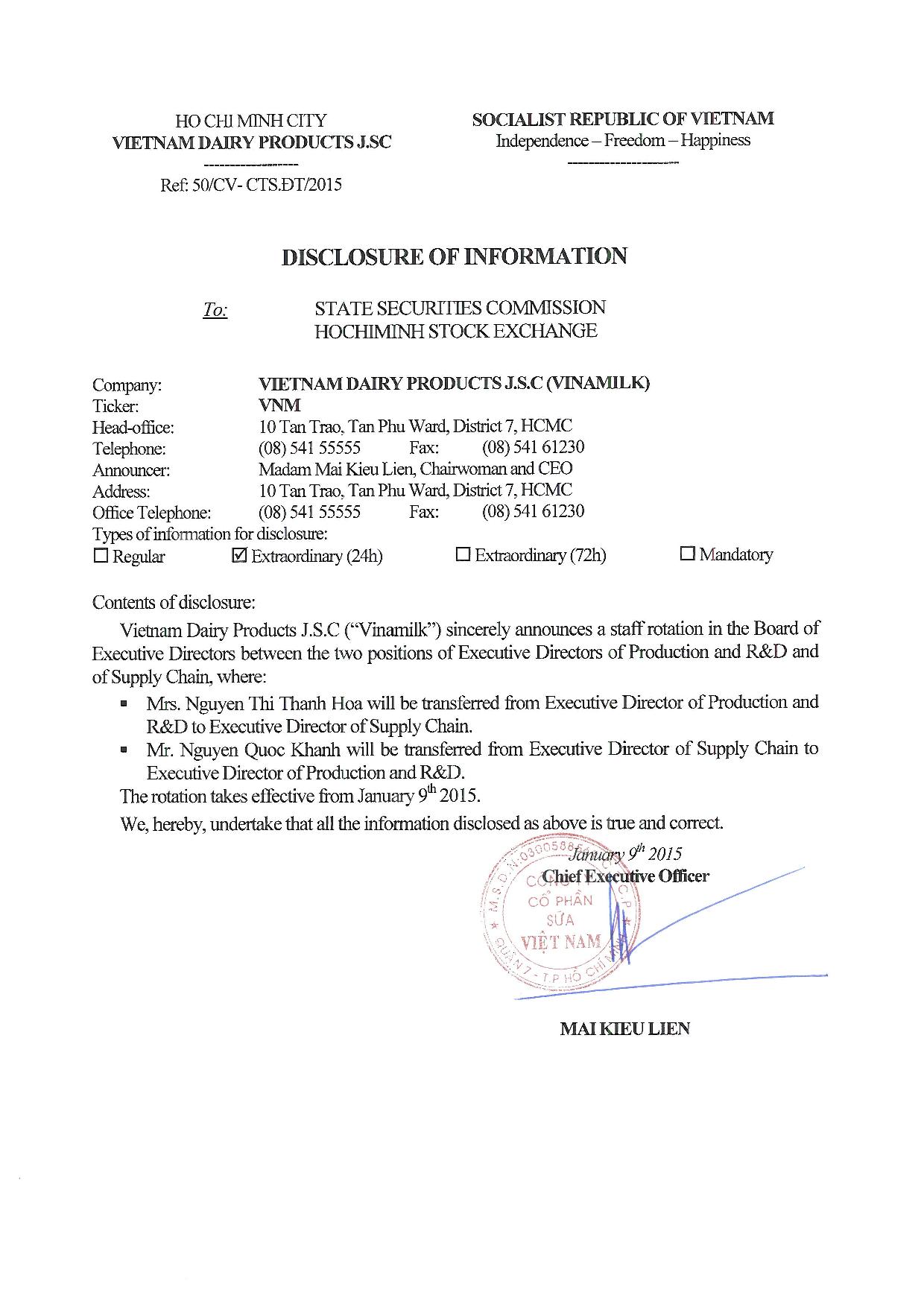 Disclosure of information Staff rotation 1