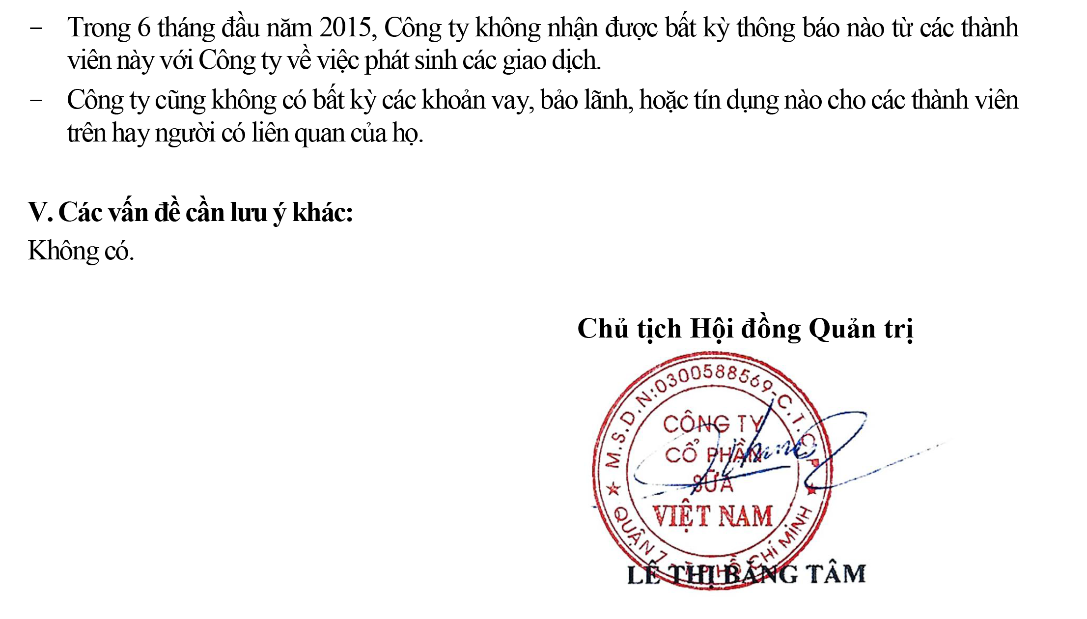 Báo cáo tình hình quản trị Công ty 6 tháng đầu năm 2015. 4