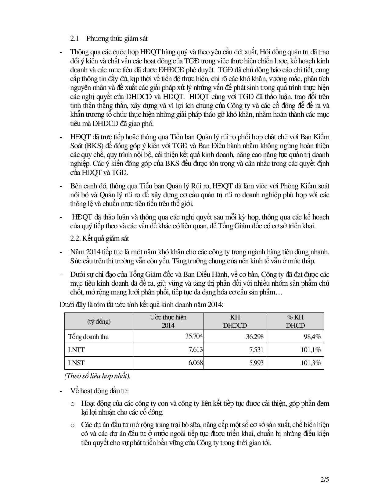 Báo cáo tình hình quản trị công ty năm 2014 2