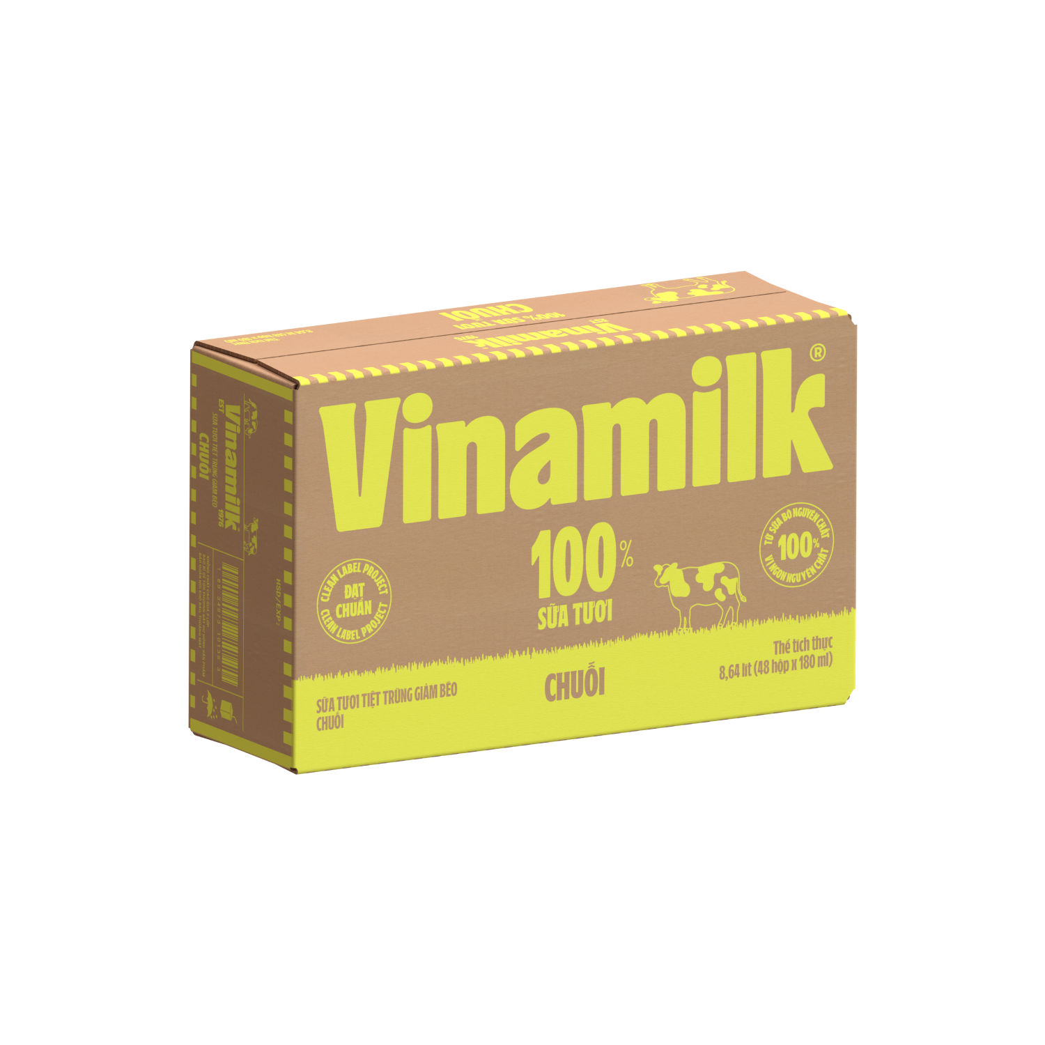 Sữa tươi tiệt trùng 100% Giảm béo vị Chuối 180ml