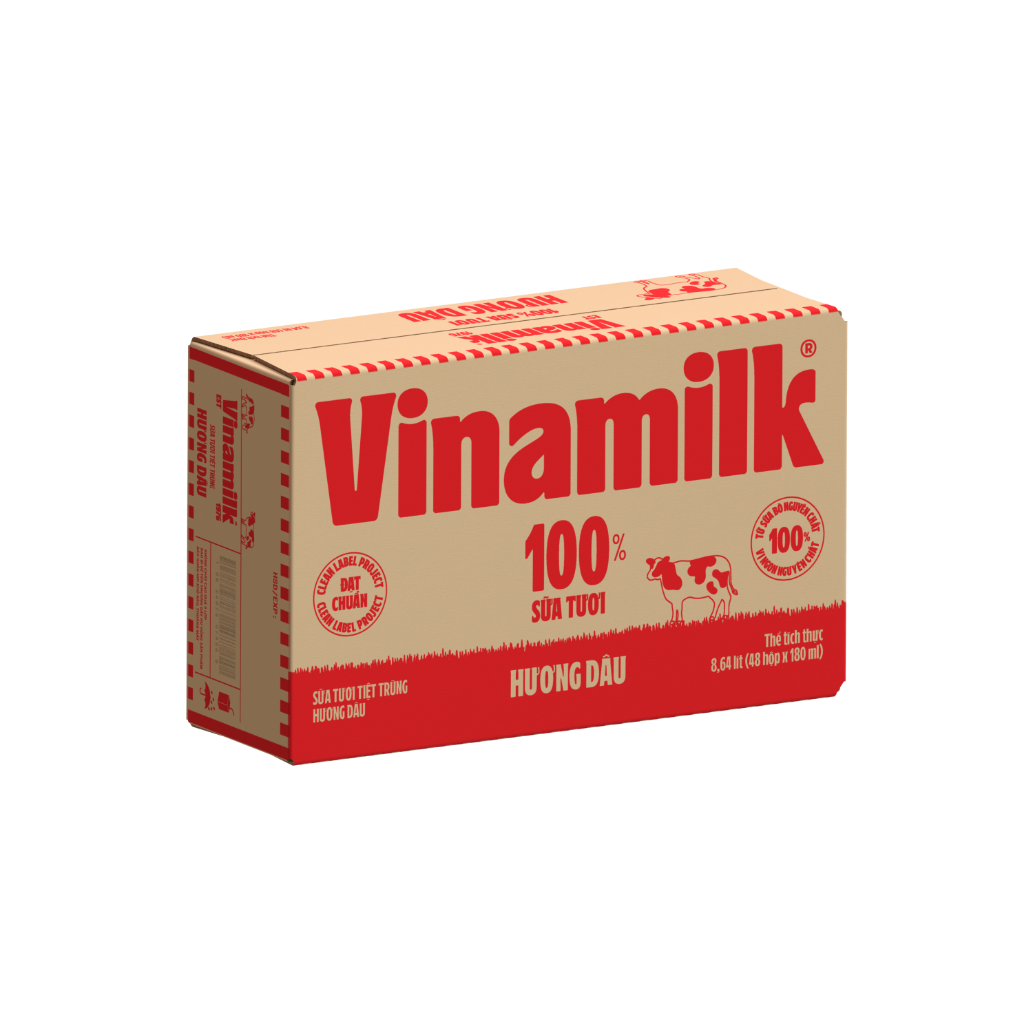 Sữa tươi tiệt trùng 100% Hương Dâu 180ml