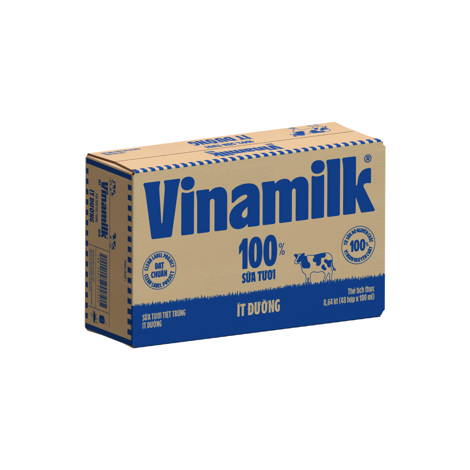 Sữa tươi tiệt trùng 100% Ít đường 180ml