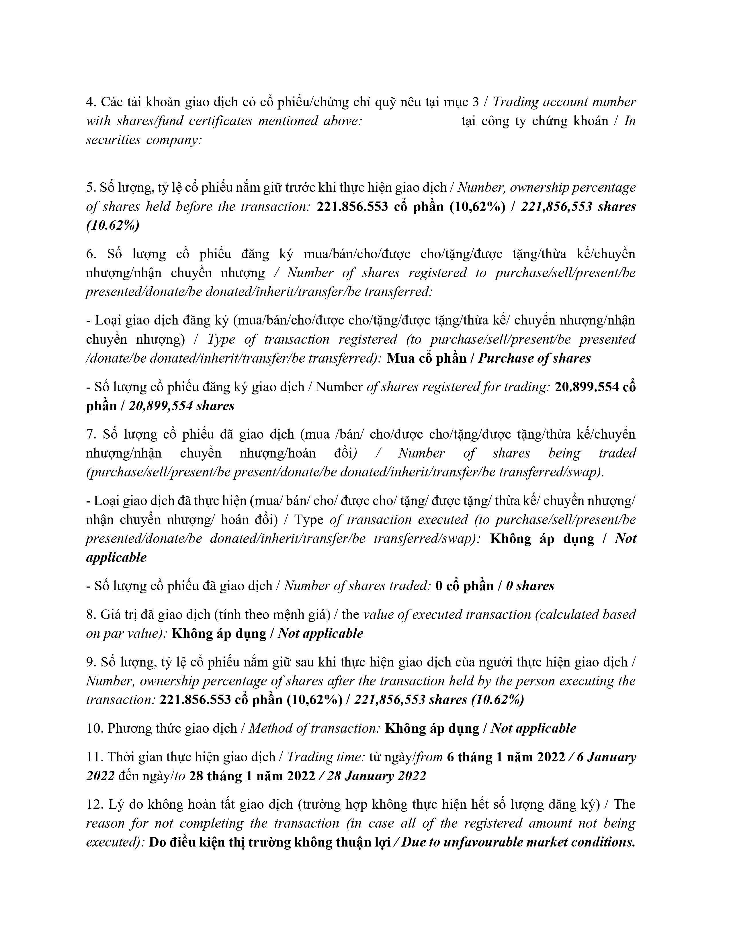 Report on results of transaction of internal person from   PLATINUM VICTORY PTE. LTD. 3