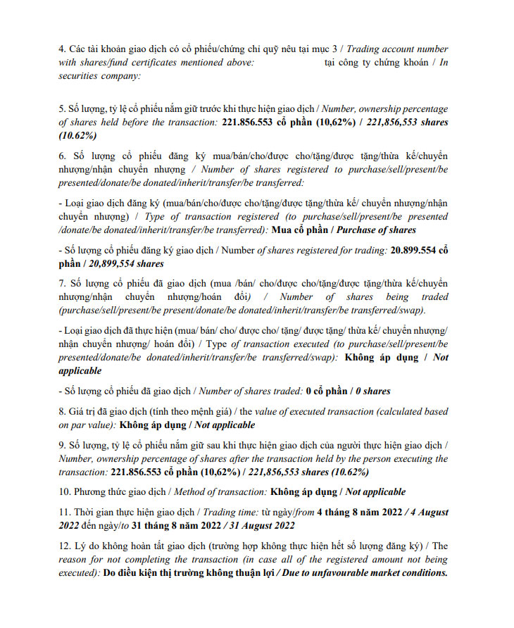 Report on results of transaction of internal person from PLATINUM VICTORY PTE. LTD. 7