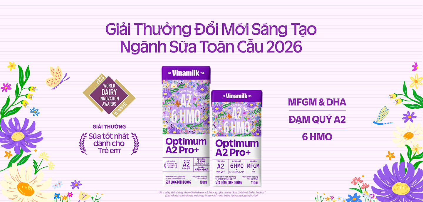 Optimum A2 Pro+ - Giải thưởng Sữa tốt nhất dành cho trẻ em 2026
