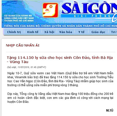 Quỹ Sữa Vươn Cao Việt Nam trao sữa cho học sinh trường tiểu học 8 tháng 7, 2010 1