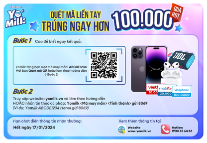 Chương trình khuyến mại Sữa chua uống tiệt trùng Yomilk: Quét mã liền tay – Trúng ngay hơn 100.000 quà hot 13